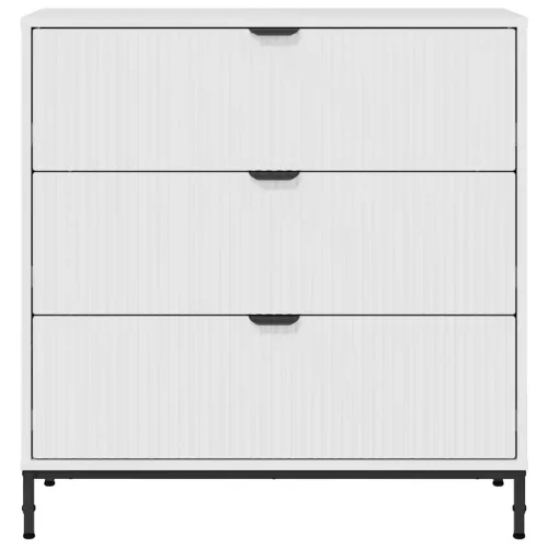  Széf fiókkal Magasfényű fehér 79.5 x 33 x 82 cm Faanyag