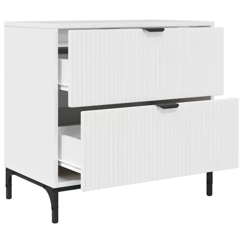  Éjjeli asztal Magasfényű fehér 63.5 x 36 x 61 cm Faanyag