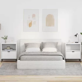    Éjjeliszekrények fiókkal 2 pcs Fehér 49 x 36 x 61 cm Faanyag