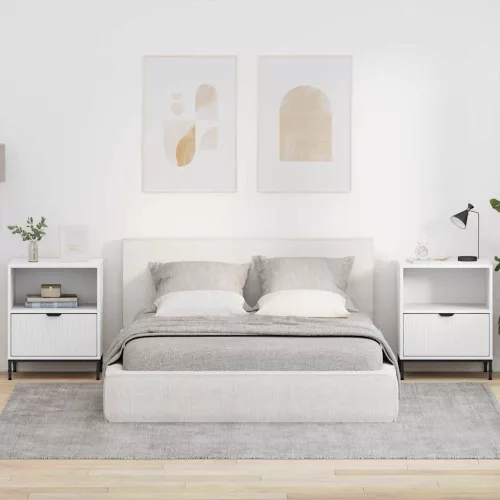 Éjjeliszekrények fiókkal 2 pcs Fehér 49 x 36 x 61 cm Faanyag