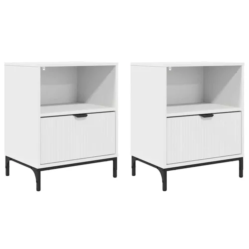  Éjjeliszekrények fiókkal 2 pcs Fehér 49 x 36 x 61 cm Faanyag