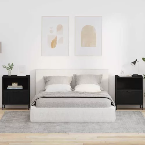  Éjjeliszekrények fiókkal 2 pcs Fekete 49 x 36 x 61 cm Faanyag