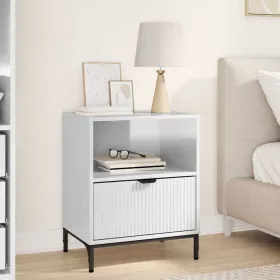    Éjjeli asztal fiókkal Magasfényű fehér 49 x 36 x 61 cm Faanyag