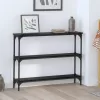  Konzolasztal polcokkal Musta tammi 100 x 22,5 x 75 cm Faanyag