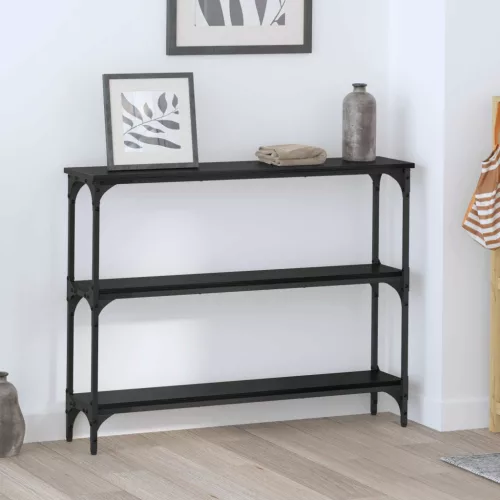  Konzolasztal polcokkal Musta tammi 100 x 22,5 x 75 cm Faanyag