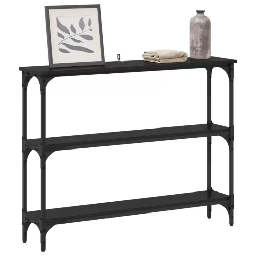 Konzolasztal polcokkal Musta tammi 100 x 22,5 x 75 cm Faanyag