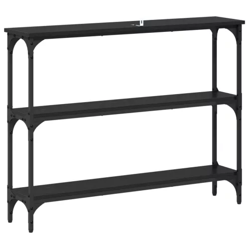  Konzolasztal polcokkal Musta tammi 100 x 22,5 x 75 cm Faanyag