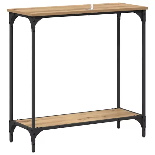  Konzolasztal polcokkal kézműves tölgy 75 x 30.5 x 75 cm Faanyag