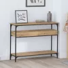  Konzolasztal polcokkal kézműves tölgy 100 x 29 x 75 cm Faanyag