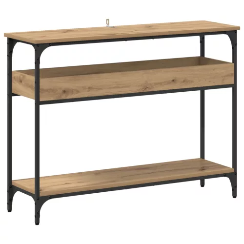  Konzolasztal polcokkal kézműves tölgy 100 x 29 x 75 cm Faanyag