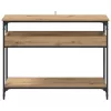  Konzolasztal polcokkal kézműves tölgy 100 x 29 x 75 cm Faanyag