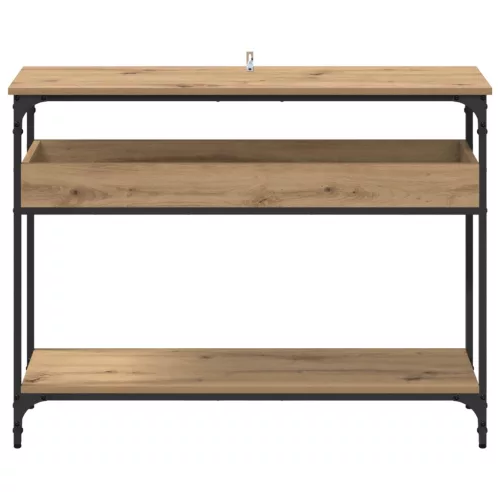  Konzolasztal polcokkal kézműves tölgy 100 x 29 x 75 cm Faanyag