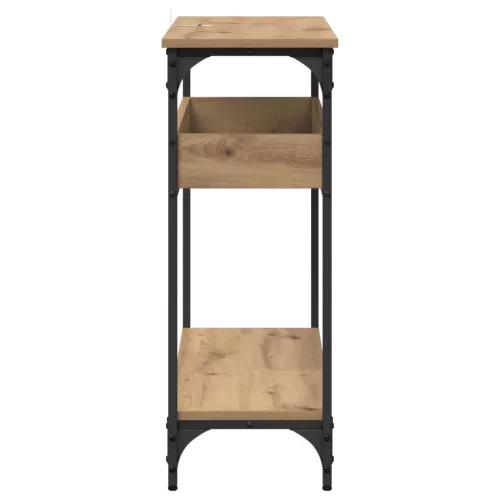  Konzolasztal polcokkal kézműves tölgy 100 x 29 x 75 cm Faanyag