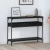  Konzolasztal polcokkal Musta tammi 100 x 29 x 75 cm Faanyag