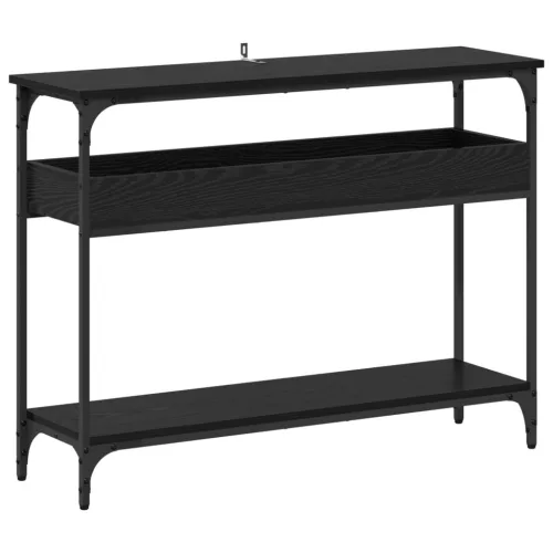  Konzolasztal polcokkal Musta tammi 100 x 29 x 75 cm Faanyag