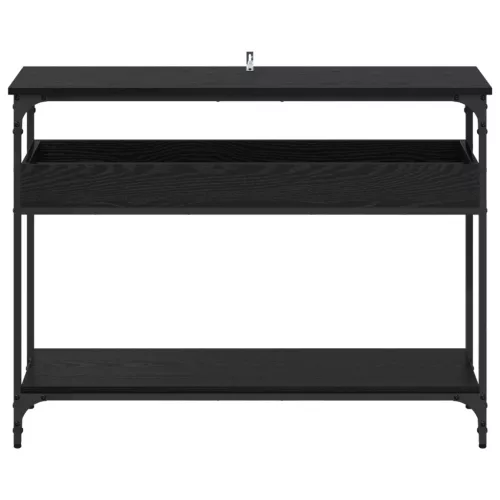  Konzolasztal polcokkal Musta tammi 100 x 29 x 75 cm Faanyag
