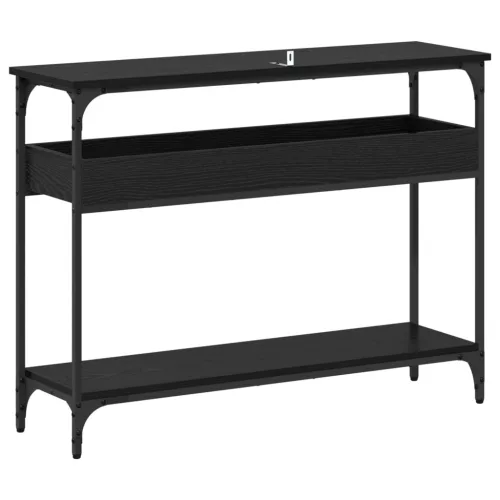  Konzolasztal polcokkal Musta tammi 100 x 29 x 75 cm Faanyag