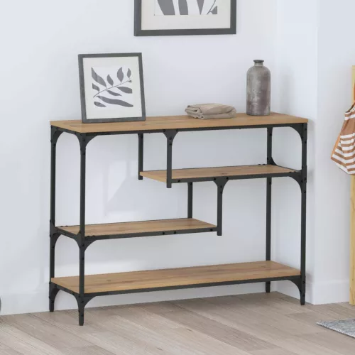  Konzolasztal polcokkal Artisan tölgy 100 x 30 x 75 cm Faanyag