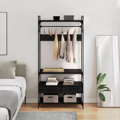  Ruhásszekrény fiókkal Musta tammi 89 x 39 x 184.5 cm Faanyag