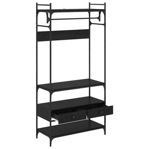  Ruhásszekrény fiókkal Musta tammi 89 x 39 x 184.5 cm Faanyag