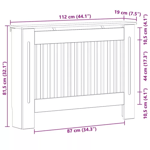  Radiátor fedezék Beton Szürke 112 x 19 x 81,5 cm Faanyag