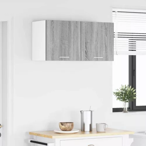  Függő szekrény polcokkal Riga 2 pcs Szürke Sonoma és fehér