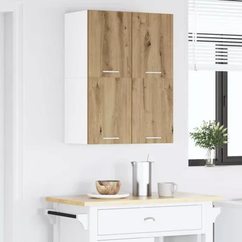  Függő szekrény polcokkal Riga 2 pcs Artisan tölgy és fehér