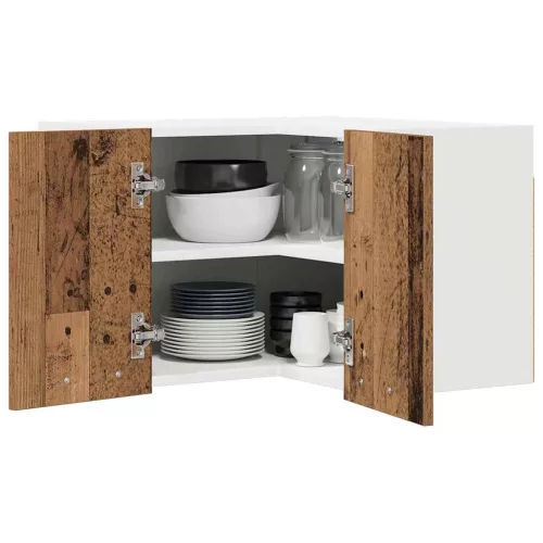  Függő szekrény Riga Régi fa és fehér 57 x 57 x 40 cm Faanyag