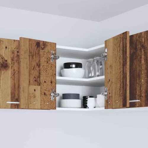  Függő szekrény Riga Régi fa és fehér 57 x 57 x 40 cm Faanyag