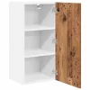  Függő szekrény Riga Régi fa és fehér 40 x 31 x 80 cm Faanyag