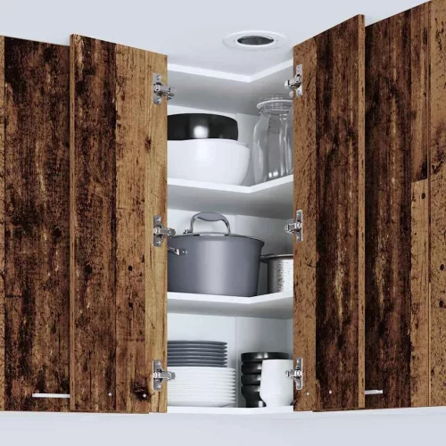  Függő szekrény Riga Régi fa és fehér 57 x 57 x 80 cm Faanyag