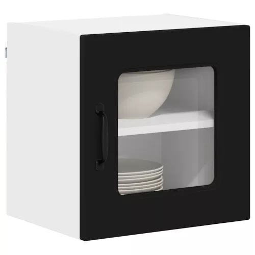  Fali konyhaszekrény polcokkal Fekete 40 x 31 x 40 cm Faanyag