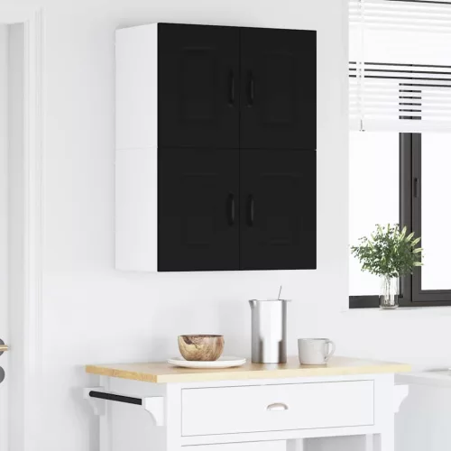  Fali konyhaszekrény 2 pcs Fekete 60 x 31 x 40 cm Faanyag