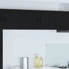    Fali konyhaszekrény polcokkal Fekete 80 x 31 x 40 cm Faanyag
