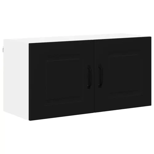  Fali konyhaszekrény polcokkal Fekete 80 x 31 x 40 cm Faanyag