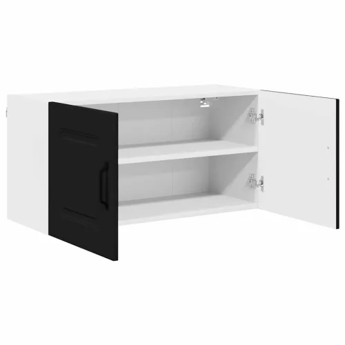  Fali konyhaszekrény polcokkal Fekete 80 x 31 x 40 cm Faanyag