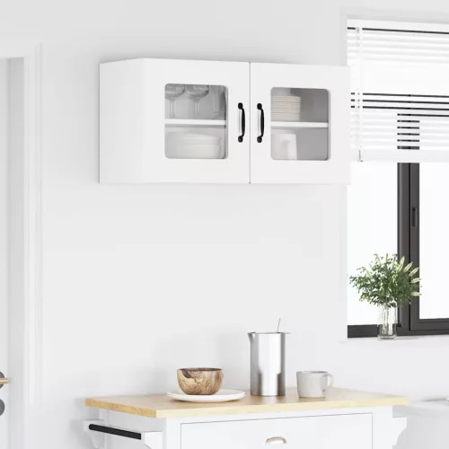  Fali konyhaszekrény Magas Fényű Fehér 80 x 31 x 40 cm Faanyag