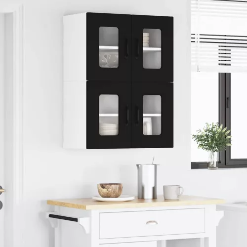  Fali konyhaszekrény 2 pcs Fekete 60 x 31 x 40 cm Faanyag