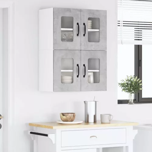  Fali konyhaszekrény 2 pcs Beton Szürke 60 x 31 x 40 cm Faanyag