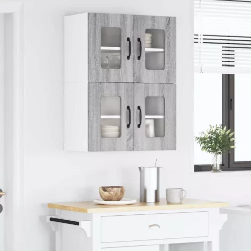  Fali konyhaszekrény 2 pcs Szürke Sonoma 60 x 31 x 40 cm Faanyag