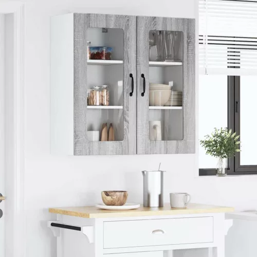  Fali konyhaszekrény 2 pcs Szürke Sonoma 40 x 31 x 80 cm Faanyag