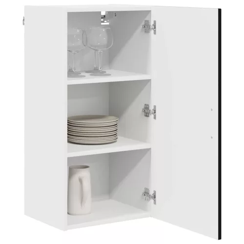  Fali konyhaszekrény polcokkal Fekete 40 x 31 x 80 cm Faanyag