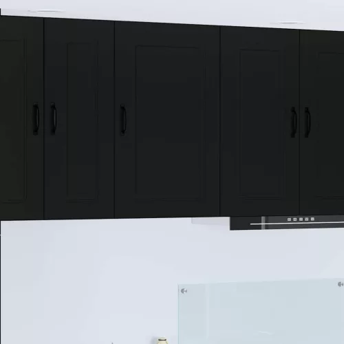  Fali konyhaszekrény polcokkal Fekete 50 x 31 x 80 cm Faanyag
