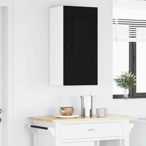  Fali konyhaszekrény polcokkal Fekete 50 x 31 x 80 cm Faanyag