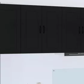    Fali konyhaszekrény polcokkal Fekete 80 x 31 x 80 cm Faanyag