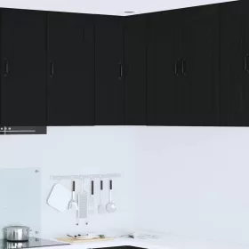   Fali konyhaszekrény polcokkal Fekete 57 x 57 x 80 cm Faanyag