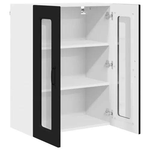  Fali konyhaszekrény polcokkal Fekete 60 x 31 x 80 cm Faanyag