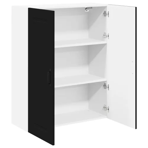  Fali konyhaszekrény polcokkal Fekete 80 x 31 x 100 cm Faanyag