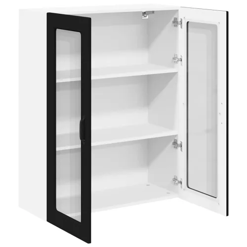  Fali konyhaszekrény polcokkal Fekete 80 x 31 x 100 cm Faanyag