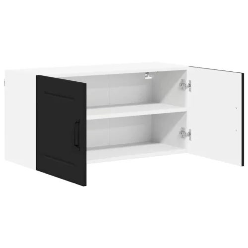  Fali konyhaszekrény polcokkal Fekete 80 x 31 x 40 cm Faanyag